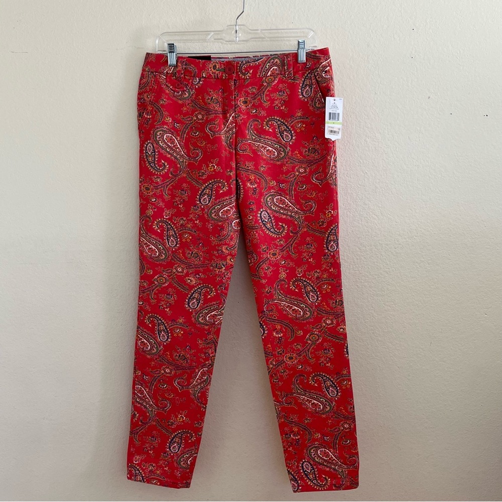 Tommy Hilfiger NWT Red Paisley Multi-Color Floral Print Chino Pants Size 4